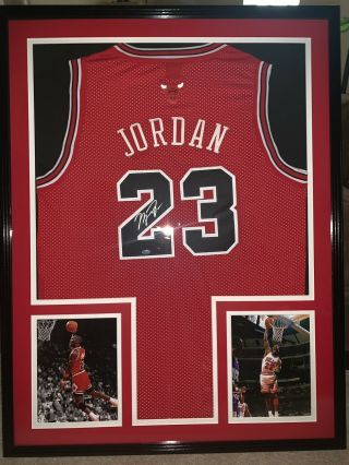 Michael Jordan Autographed Jersey,  Framed (black Frame) With.  