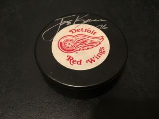 Joe Kocur Signed Vintage Detroit Red Wings Puck Early Signature Autograph