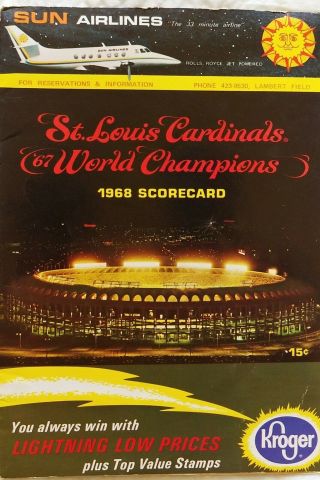 1968 St Louis Cardinals Scorecard Baseball Vs Pittsburgh Vintage Score Card