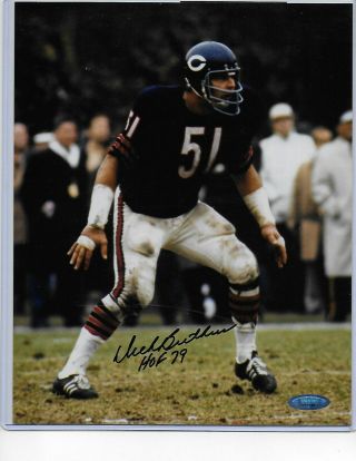 Dick Butkus Autographed & Inscribed 8x10 Bears Photo From Tri Star