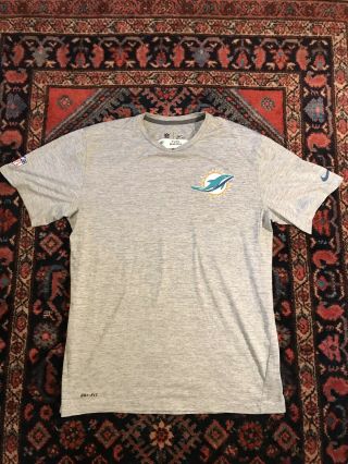 Nike Miami Dolphins Team Issued Dri Fit T Shirt Logo Gray Large Nfl
