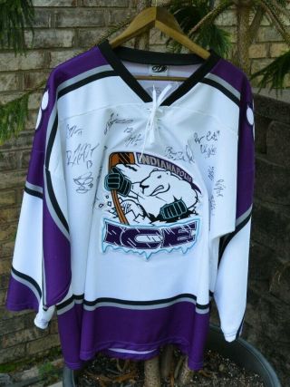 Vtg Indianapolis Ice Hockey Jersey Signed Mens Size L