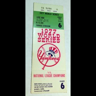 Org 1977 Baseball World Series Ticket Stub Game 6 Ny Yankees Reggie Jackson 3 Hr