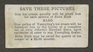 1928 Yuengling ' s Ice Cream 28 Tris Speaker Baseball Card HOF 2