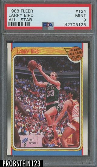 1988 Fleer Basketball 124 Larry Bird Boston Celtics All - Star Hof Psa 9