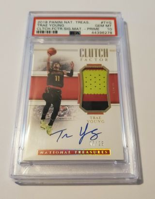 2018 - 19 Trae Young Psa 10 National Treasures Patch Auto Rookie Rc 07/25 Pop1