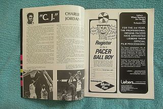 1975 ABA VIRGINIA SQUIRES vs INDIANA PACERS BASKETBALL PROGRAM LEN ELMORE 2