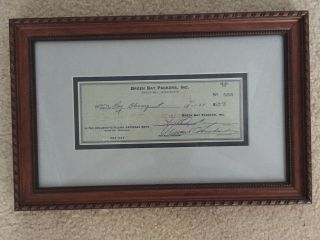 Green Bay Packers Vince Lombardi Signed Autographed Framed Check Psa/dna