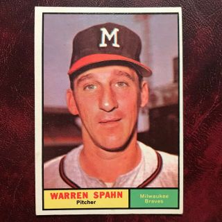 1961 Topps Set Warren Spahn 200 Milwaukee Braves - Ex -