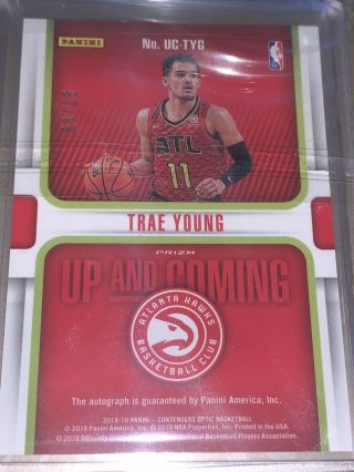 2018 - 19 Panini Contenders Optic Up & Coming Autographs Trae Young AUTO 97/99 RC 3