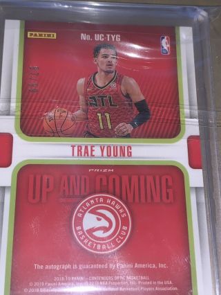 2018 - 19 Panini Contenders Optic Up & Coming Autographs Trae Young AUTO 97/99 RC 4