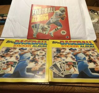 Topps 1980 Baseball,  1981 Football Sticker Albums Complete Plus One Album