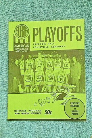 1969 Aba Kentucky Colonels Vs Indiana Pacers Basketball Playoff Game Program