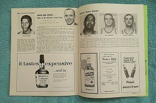 1969 ABA KENTUCKY COLONELS vs INDIANA PACERS BASKETBALL PLAYOFF GAME PROGRAM 6