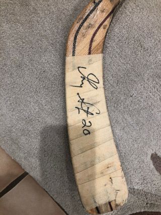 Gary Suter Game Autographed Hockey Stick 2