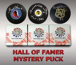 Hockey Hall Of Famers Signed Mystery Logo Hockey Puck Series 4 (limited To 50)