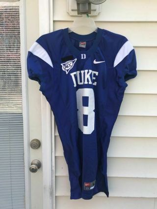 Game Worn Duke Blue Devils Football Jersey Nike 8 Size L