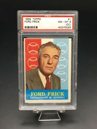 1959 Topps Baseball Ford Frick Psa Nm - Mt 8 (oc) 1 Commissioner