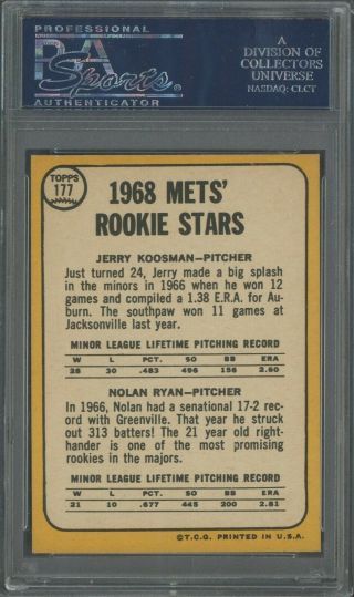1968 Topps 177 Nolan Ryan York Mets RC Rookie HOF PSA 8.  5 