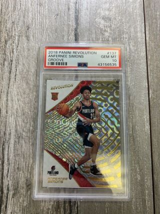 2018 - 19 Panini Revolution Anfernee Simons Rc Rookie Groove Parallel Psa 10 Pmjs