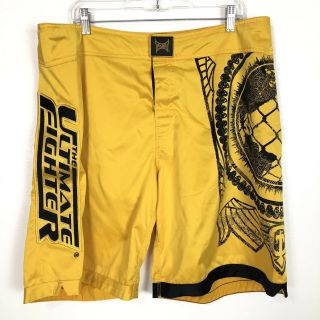 The Ultimate Fighter Mens Shorts Mma Ufc Tapout Size 38 Yellow Black Cage Fight