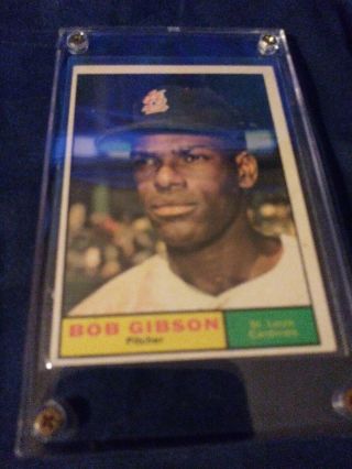 . Bob Gibson 1961 Topps Baseball Card 211 - Mid Grade Card