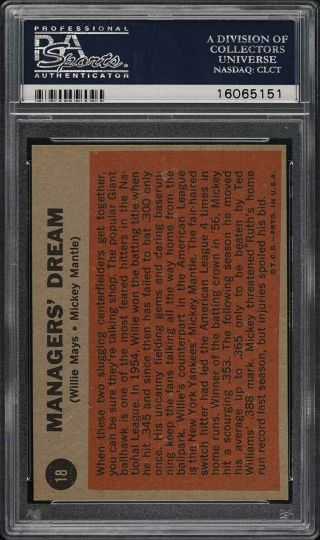1962 Topps Mickey Mantle & Willie Mays DREAM PSA/DNA 9 AUTO 18 PSA 6.  5 (PWCC) 2