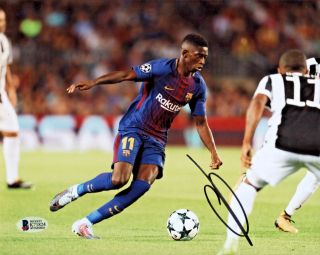 Ousmane Dembele Autographed Barcelona 8x10 Photo Signed Running - Bas Beckett