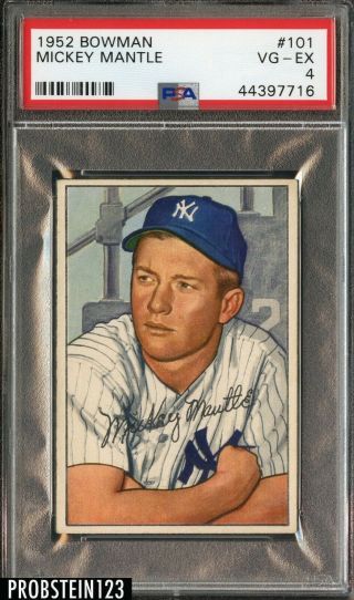 1952 Bowman 101 Mickey Mantle Ny Yankees Psa 4 Vg - Ex " Perfectly Centered "