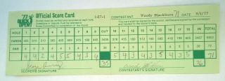 Pga Golf 1977 Buick Open Tournament Scorecard Woody Blackburn 9/1/77