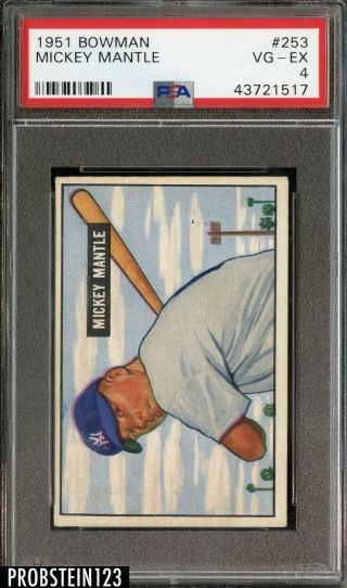1951 Bowman 253 Mickey Mantle Rc Rookie Hof Ny Yankees Psa 4 " Looks Nicer "