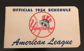 1954 York Yankees Baseball Pocket Schedule