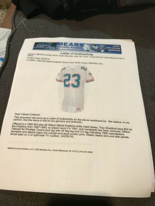 1990 23 Miami Dolphins Troy Stradford Game Worn White Jersey (MEARS LOA) 8