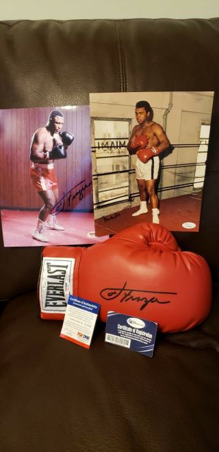 Muhammad Ali & Joe Frazier Signed Photos And Glove