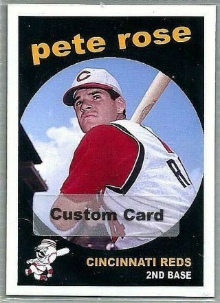 Pete Rose Cincinnati Reds 1959 Style Custom Made Baseball Card
