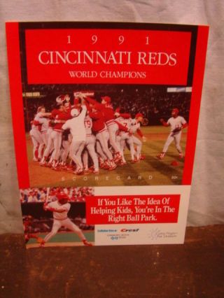Vintage Cincinnati Reds Baseball Scorecard 1991 Vs.  Pittsburgh Pirates