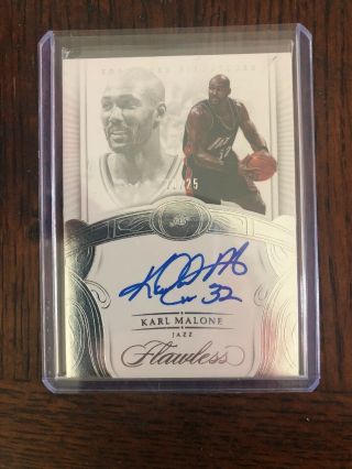 Karl Malone 2017 - 18 Flawless Utah Jazz Hofer Autograph Auto /25