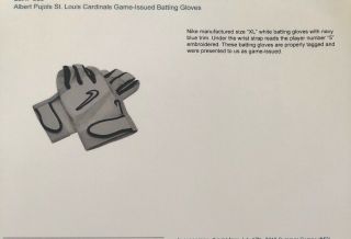 Albert Pujols St Louis Cardinals Game / ISSUED Batting Gloves LOA 4