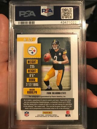 2018 Contenders Mason Rudolph Rookie Ticket Cracked Ice Auto PSA 10 Steelers ⚡️ 2