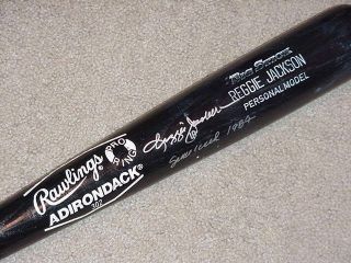 Reggie Jackson Game Signed Bat Yankees Angels Hof
