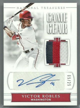 Victor Robles 2018 Panini National Treasures Game Gear Auto Patch Nationals 5/25