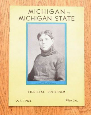 1932 University Of Michigan Vs Michigan State Spartans Football Program