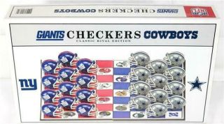 Official Nfl Classic Rival Edition Giants Cowboys Checkers Board Game 100 Compl