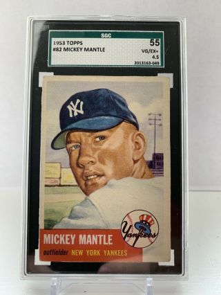 1953 Topps Mickey Mantle 82 Sgc 55 Vg/ex,  4.  5