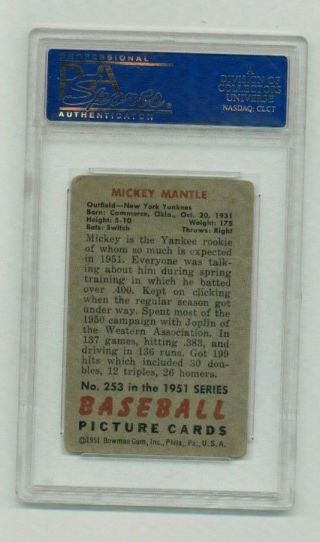 1951 Bowman Mickey Mantle PSA 2 2