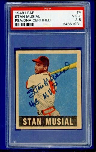 1948 Leaf 4 Stan Musial Hof Rc Auto Psa Dna 3.  5; Pop 1 Extremely Tough Card