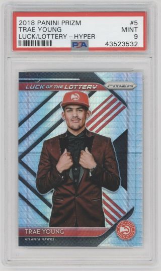 Trae Young 2018 - 19 Prizm Rookie Luck Of The Lottery Hyper Psa 9 Hawks Rc