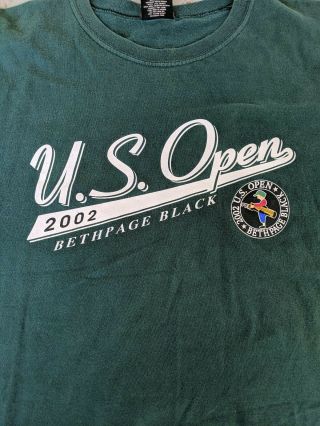 2002 U.  S.  Open Bethpage Black Golf T - Shirt Green with White Logo Size Large L 3