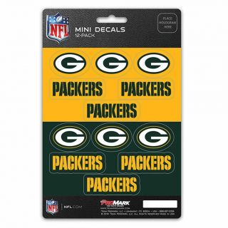 Green Bay Packers Stickers Die Cut Mini Decals 12 - Pack Sticker Sheet