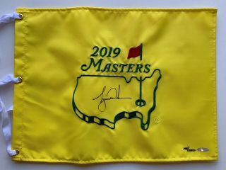 Tiger Woods Autographed 2019 Masters Pin Flag Signed Upper Deck Authenticate Uda